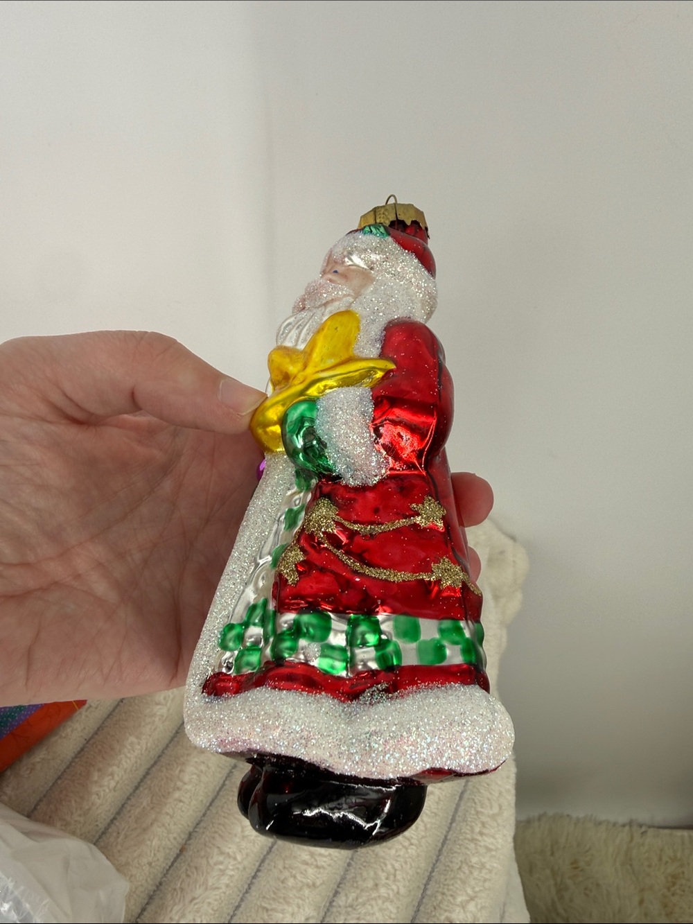 Multicolor Blown Glass Santa Ornament - Picture 6 of 8